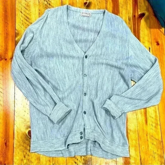 L.L BEAN VINTAGE 80’s Grandpa Cardigan amazing vintage cond. Grey button … - Picture 1 of 9